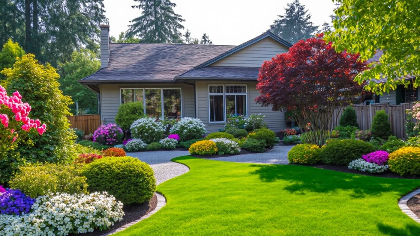 Well maintained landscaped lawn